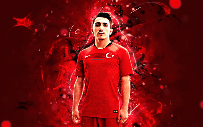 Abdulkadir Omur, abstract art, Turkey National Team, fan art, Omur, soccer, footballers, neon lights, Turkish football team