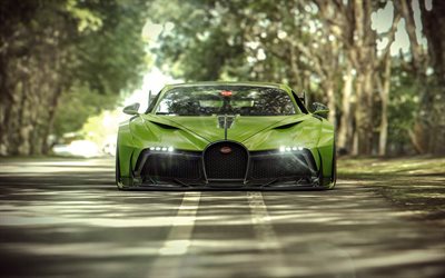 Bugatti Divo, estrada, hypercars, 2018 carros, verde Divo, supercarros, Bugatti
