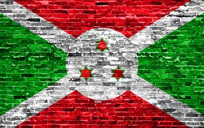 4k, le Burundi drapeau, les briques de la texture, de l&#39;Afrique, symbole national, le Drapeau du Burundi, brickwall, Burundi 3D drapeau, les pays Africains, le Burundi