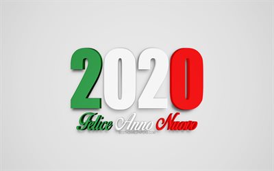 سنة جديدة سعيدة عام 2020, تهانينا الإيطالية, سنة جديدة سعيدة باللغة الإيطالية, الفن 3d, علم إيطاليا
