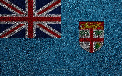 Flag of Fiji, asphalt texture, flag on asphalt, Fiji flag, Oceania, Fiji, flags of Oceania countries