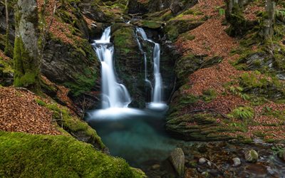 vackra vattenfall, h&#246;st, sj&#246;n, skogen, h&#246;sten landskap, h&#246;sten vattenfall