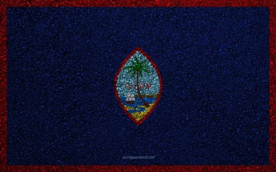 Flag of Guam, asphalt texture, flag on asphalt, Guam flag, Oceania, Guam, flags of Oceania countries