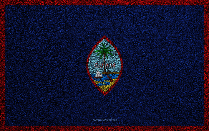 Bandera de Guam, el asfalto de la textura, la bandera sobre el asfalto, Guam bandera, Ocean&#237;a, Guam, las banderas de los pa&#237;ses de Ocean&#237;a