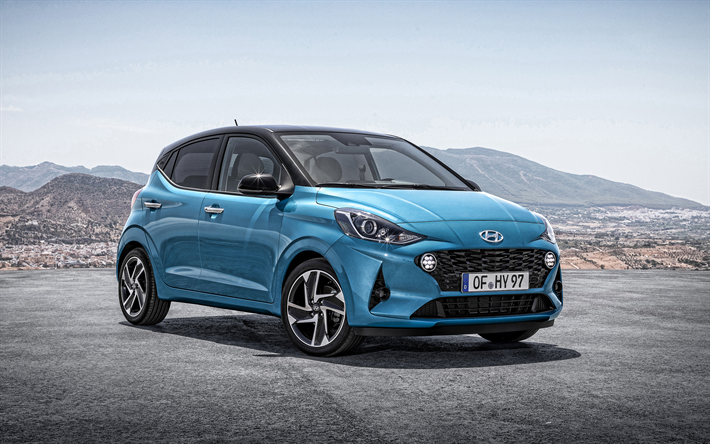 Download wallpapers 2020, Hyundai i10, exterior, front view, compact