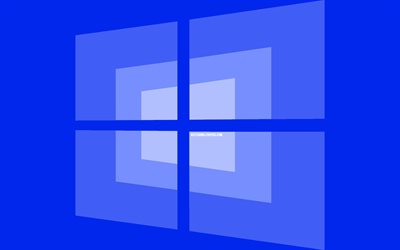 4k, Windows-10 bl&#229; logo, minimal, DEN, bl&#229; bakgrund, kreativa, varum&#228;rken, Windows 10 logotyp, konstverk, Windows-10