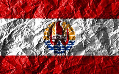 franz&#246;sisch-polynesien flagge, 4k, zerknittert, papier, ozeanien l&#228;nder, kreativ, flagge, franz&#246;sisch-polynesien, nationale symbole, ozeanien, 3d