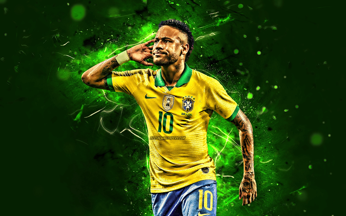 Neymar JR, 2019, 目標, ブラジル国サッカーチーム, サッカー星, ネオン, Neymarダ-シルヴァ-サントス中, サッカー, Neymar, ブラジル代表, 創造
