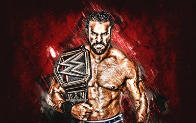 Jinder Mahal, Canadian wrestler, WWE, portrait, red stone background, creative art, USA, Yuvraj Singh Dhesi