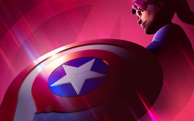 Captain America shield, 4k, Fortnite characters, fan art, 2019 games, Fortnite Battle Royale, Fortnite, Captain America Fortnite
