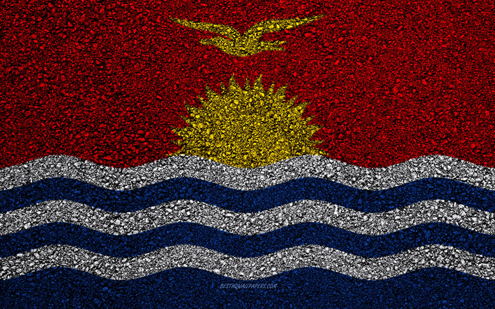 flagge von kiribati -, asphalt-textur, die flagge auf asphalt, kiribati flagge, ozeanien, kiribati, flaggen von ozeanien l&#228;nder