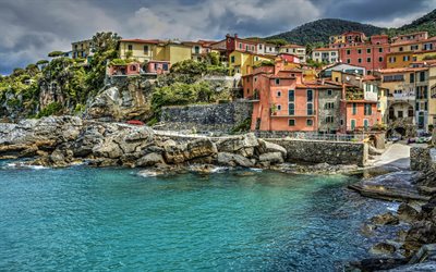 Tellaro, Ligurian coast, beautiful city, bay, city landscape, Gulf of La Spezia, Italy