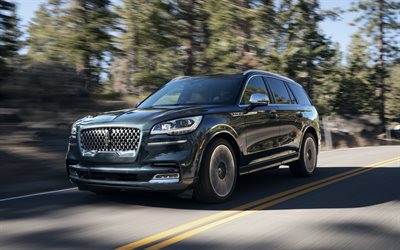 Lincoln Aviator, 2020, exterior, front view, luxury SUV, new dark green Aviator, american cars, Lincoln