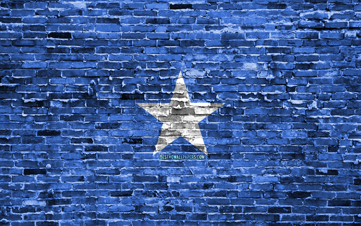4k, Somalia flagga, tegel konsistens, Afrika, nationella symboler, Flaggan i Somalia, brickwall, Somalia 3D-flagga, Afrikanska l&#228;nder, Somalia