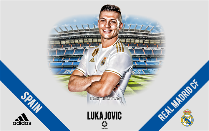 Luka Jovic, Real Madrid, portr&#228;tt, Serbiska fotbollsspelare, anfallare, Ligan, Spanien, Real Madrid fotbollsspelare 2020, fotboll, Santiago Bernabeu