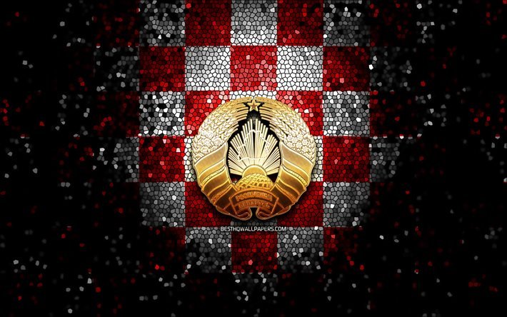 Valkoven&#228;j&#228;n jalkapallojoukkue, glitter logo, UEFA, Eurooppa, punainen valkoinen ruudullinen tausta, mosaiikki taidetta, jalkapallo, Valko-Ven&#228;j&#228;n jalkapallomaajoukkue, FFB logo, Valko-Ven&#228;j&#228;