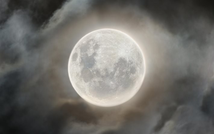 Lua cheia, c&#233;u noturno, sat&#233;lite da Terra, lua, c&#233;u noturno claro com lua