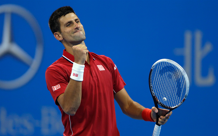 Novak Djokovi&#231;, Sırp tenis&#231;i, portre, g&#252;l&#252;mseme, profesyonel sporcu, 4k, ATP