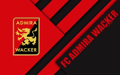 FC Admira Wacker, Austrian football club, 4k, material design, black and red abstraction, Austrian Calcio di Serie a, M&#246;dling, Austria, calcio