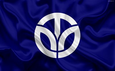 Drapeau de la Pr&#233;fecture de Fukui, Japon, 4k, bleu fonc&#233; drapeau de soie, de symboles, de Fukui, les embl&#232;mes, les symboles de pr&#233;fectures Japonaises