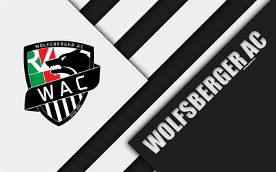Wolfsberger AC, 材料設計, オーストリアのサッカークラブ, 4k, 白と黒の抽象化, オーストリアのサッカーブンデスリーガ, Wolf山, オーストリア, サッカー