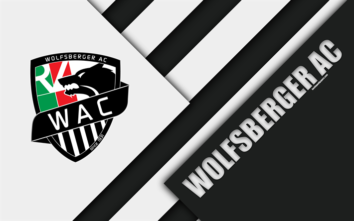 Wolfsberger AC, malzeme tasarımı, Avusturya Futbol Kul&#252;b&#252;, 4k, siyah ve beyaz soyutlama, Avusturya Futbol Bundesliga, Wolfsberg, Avusturya, futbol