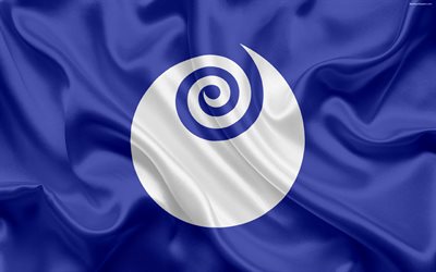 Flag of Ibaraki Prefecture, Japan, 4k, silk flag, symbols, Ibaraki, emblem, symbols of Japanese prefectures