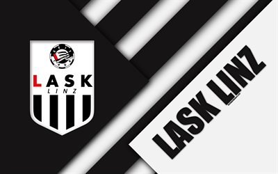 LASK Linz, Austrian football club, 4k, material design, Austrian Football Bundesliga, black and white abstraction, Linz, Austria, football