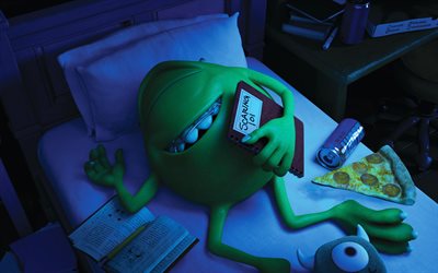 Mike Wazowski, 4k, monstruo, 3d-animaci&#243;n, Monsters University