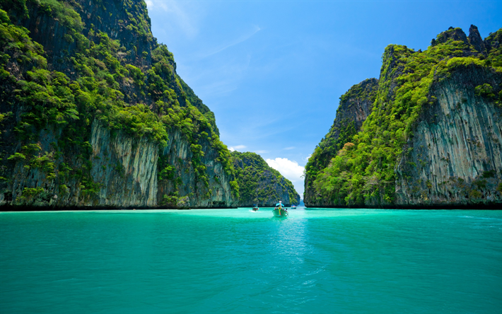 Thailandia, isole tropicali, estate, viaggi, barca, mare, rocce