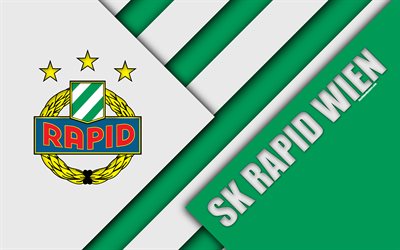 SK Rapid Wien, Austrian football club, 4k, material design, green white abstraction, Austrian Football Bundesliga, Vienna, Austria, football, Rapid Vienna