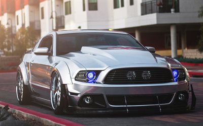 ford mustang, tuning, supercars, kurvenlicht, tunned mustang, sportwagen, ford