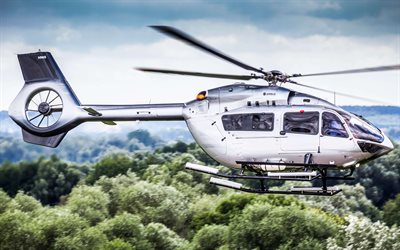 エアバスH145, 4k, 乗用ヘリコプター, 飛行, メルセデス-ベンツスタイル