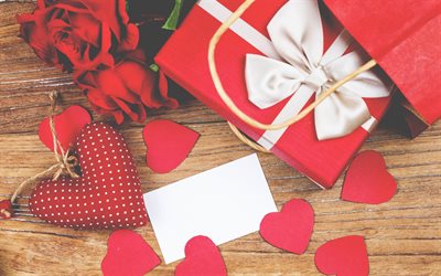 Valentines Day, February 14, red heart, gifts, romance