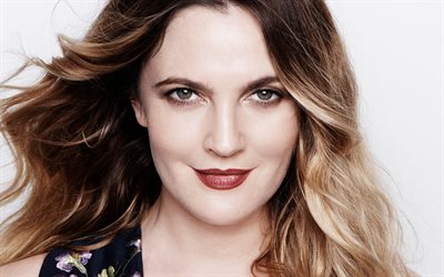 Drew Barrymore, American actress, portrait, smile, photoshoot, make-up, Hollywood star