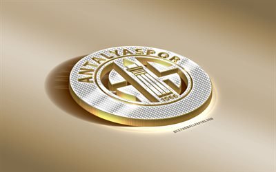 Antalyaspor, Turkish football club, golden silver logo, Antalya, Turkey, Super League, 3d golden emblem, creative 3d art, football