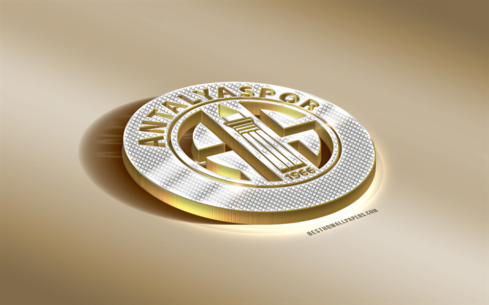 Antalyaspor, التركي لكرة القدم, الذهبي الفضي شعار, أنطاليا, تركيا, الدوري الممتاز, 3d golden شعار, الإبداعية الفن 3d, كرة القدم
