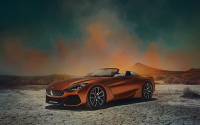 BMW Z4, 2019, concept, bronze sports coupe, front view, German sports cars, BMW