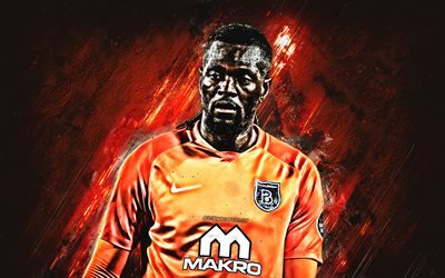 Emmanuel Adebayor, arancio pietra, Istanbul Basaksehir FC, togo calciatori, calcio, calcio turchia Super Lig, Adebayor, grunge