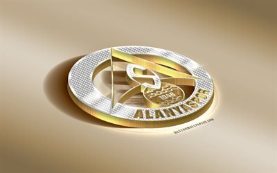 Alanyaspor, Turkish football club, golden silver logo, Alanya, Turkey, Super League, 3d golden emblem, creative 3d art, football