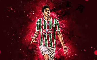 Pedro, goal, brazilian footballers, soccer, Fluminense FC, Brazilian Serie A, Pedro Guilherme Abreu dos Santos, football, forward, neon lights, Brazil