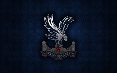 Crystal Palace FC, English football club, blue metal texture, metal logo, emblem, London, England, Premier League, creative art, football