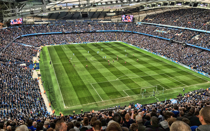 Etihad Stadium, ottelu, t&#228;ysi stadion, Manchester City Stadium, jalkapallo, jalkapallo-stadion, Manchester City FC, englanti stadionit