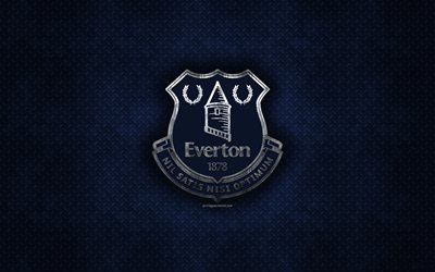 Everton FC, English football club, blue metal texture, metal logo, emblem, Liverpool, England, Premier League, creative art, football