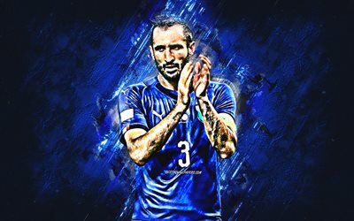 Giorgio Chiellini, blue stone, Italy national football team, joy, football, Italian footballers, grunge, Italy, Chiellini