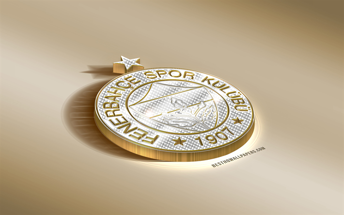 Fenerbahce SK, Turkish football club, golden silver logotyp, Istanbul, Turkiet, Super League, 3d gyllene emblem, kreativa 3d-konst, fotboll, Fenerbahce