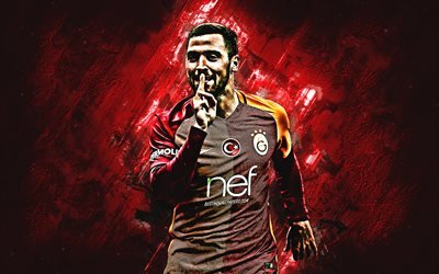 Sinan Silver, r&#246;dbrun sten, Galatasaray FC, turkiska fotbollsspelare, fotboll, Gumus, Turkiska Super Lig!, grunge, Galatasaray SK