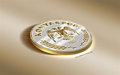 Konyaspor, squadra di calcio turco, oro argento logo, Konya, in Turchia, in Super League, 3d, dorato, emblema, creative 3d di arte, di calcio