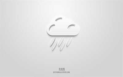 雨3dアイコン, 黄色の背景, 3Dシンボル, 雨, 天気アイコン, 3D图标, 雨のサイン, 天気3dアイコン