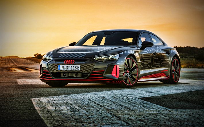 4k, Audi RS e-tron GT, HDR, raceway, 2021 cars, prototypes, supercars, electric cars, Audi